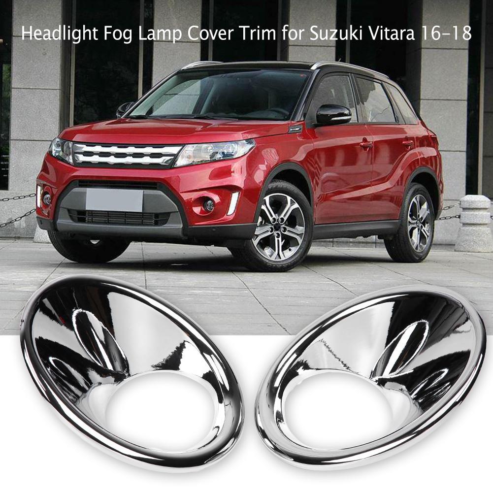 2Pcs Car Front Headlight Fog Lamp Cover Trim Frame Moulding for Suzuki Vitara 16 18