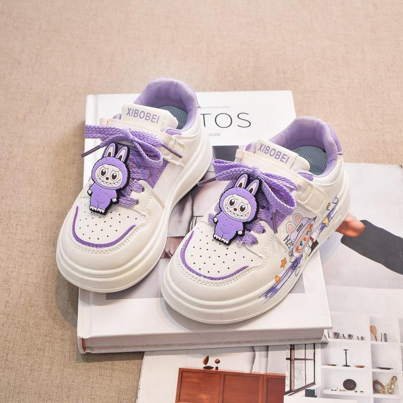 Pantofi fete Labubu 2025 nou vară copii pantofi albi mici talpă moale casual sport pantofi de skate fată explozie
