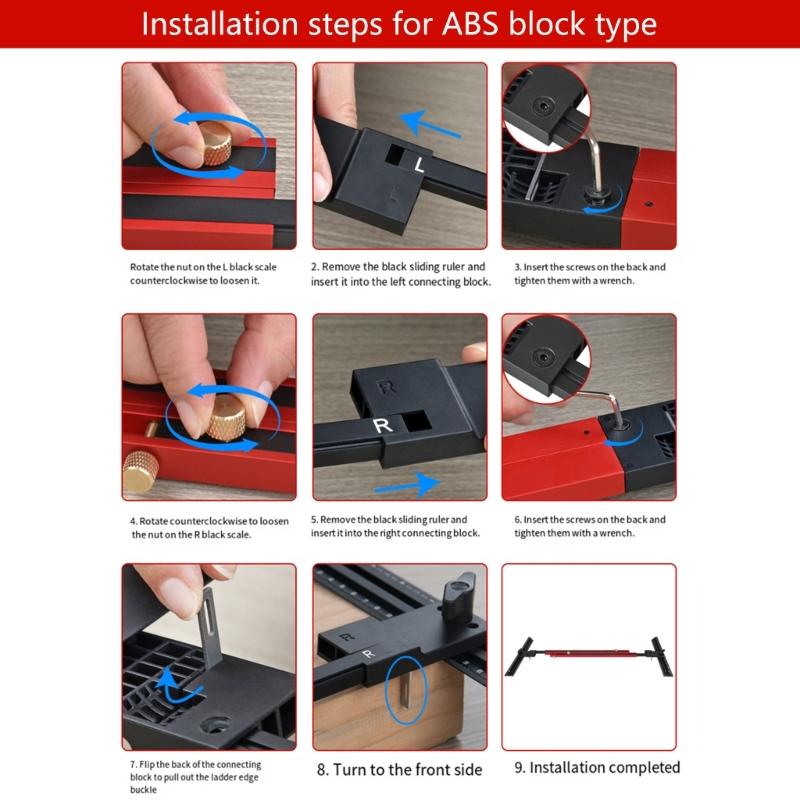 Vysoce přesný nástroj na měření schodů se zajišťovacím bočním blokem Hliníková ABS šablona na schody pro kutilské instalace