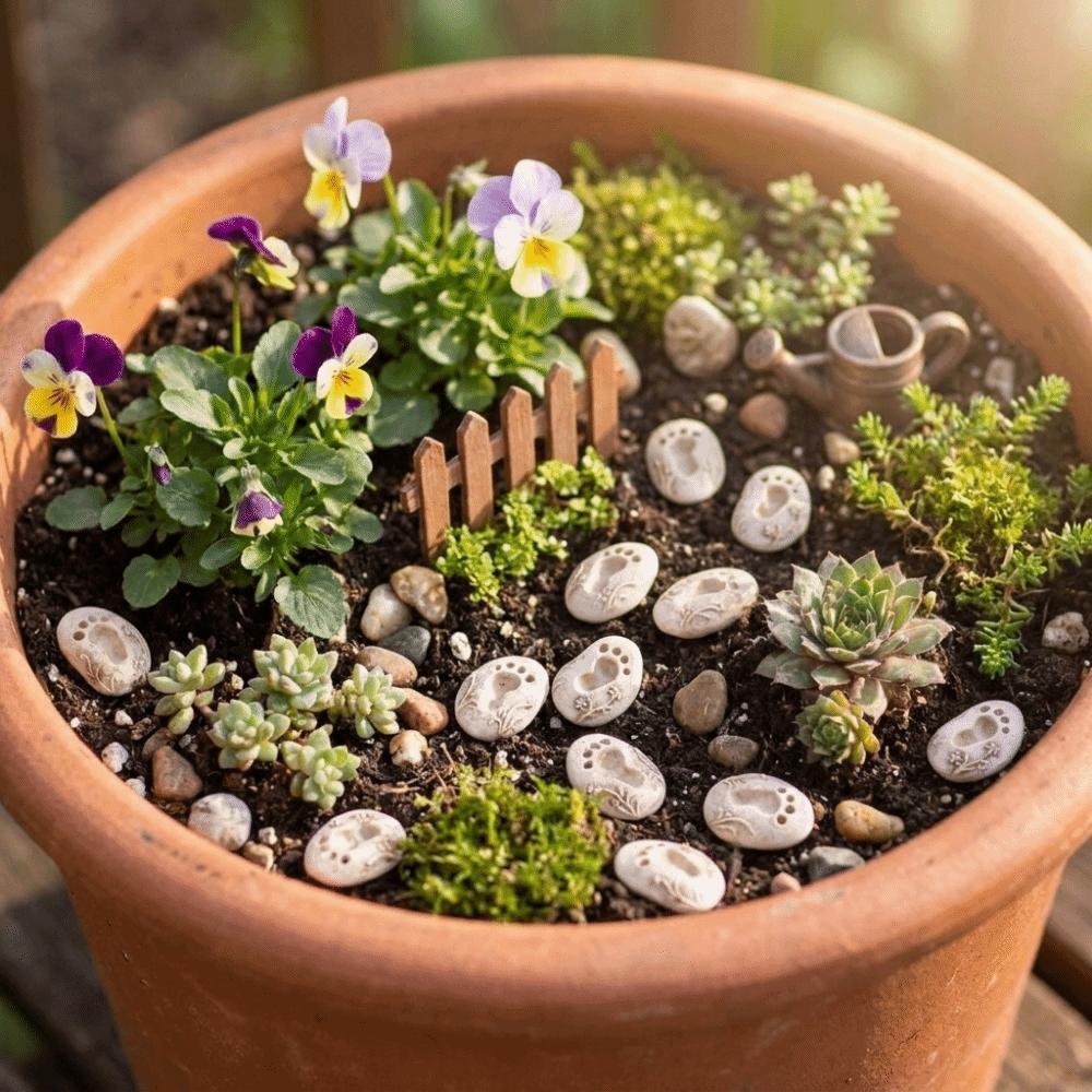 20PCS Small Footprint Paving Stones Resin Potted Footprint Ornament Pathway