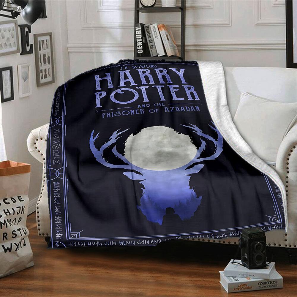 1pc Harry Potter Flannel Throw Blanket - HD Printed Lightweight Soft Warm All-Season Blanket for Sofa, Bed, Travel, Camping 020