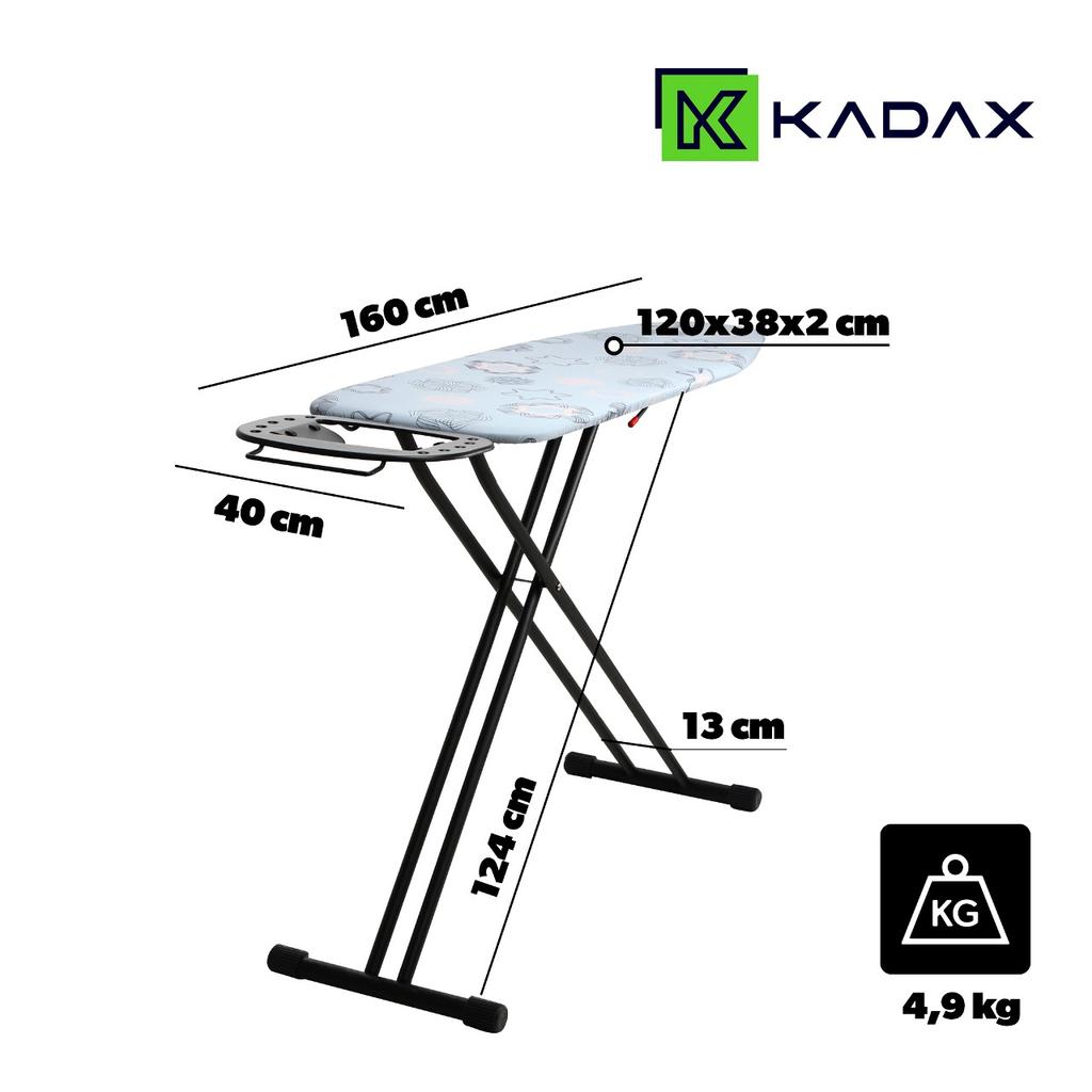 KADAX Deska Do Prasowania Składana Duża 120x38cm szeroka Standardowa Z Uchwytem