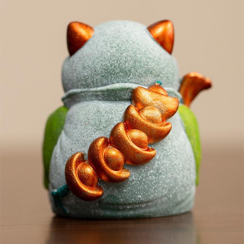 Sandstone Lucky Cat  sculptures and figurines Chinese characteristic ornaments Home, Room Office Car Wealth Luck Feng Shui Decor