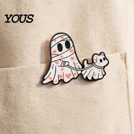 Halloween Kostýmový Doplněk Kreslený Duch Smaltovaná Brož, Strašidelný Kovový Klopový Špendlík, Šperk Svetr Kardigan Kabát Oblek Šátek Dekorace, Muži Ženy Oblečení