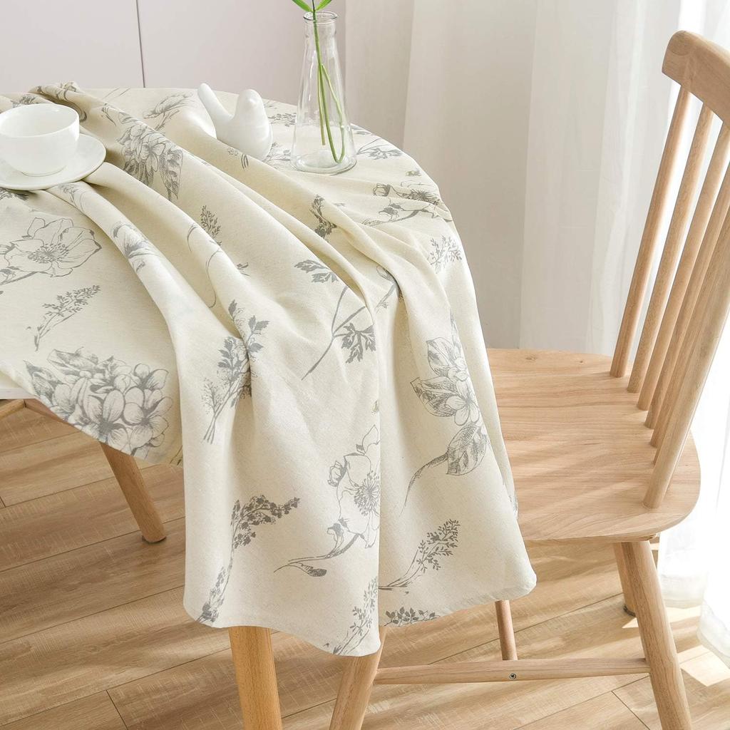 Runde Tischdecke mit Farnmuster, Runde Tischabdeckung aus Baumwoll-Leinen für Küche, Esszimmer, Bauernhaus, Dekorativ, für Innen- und Außenbereich