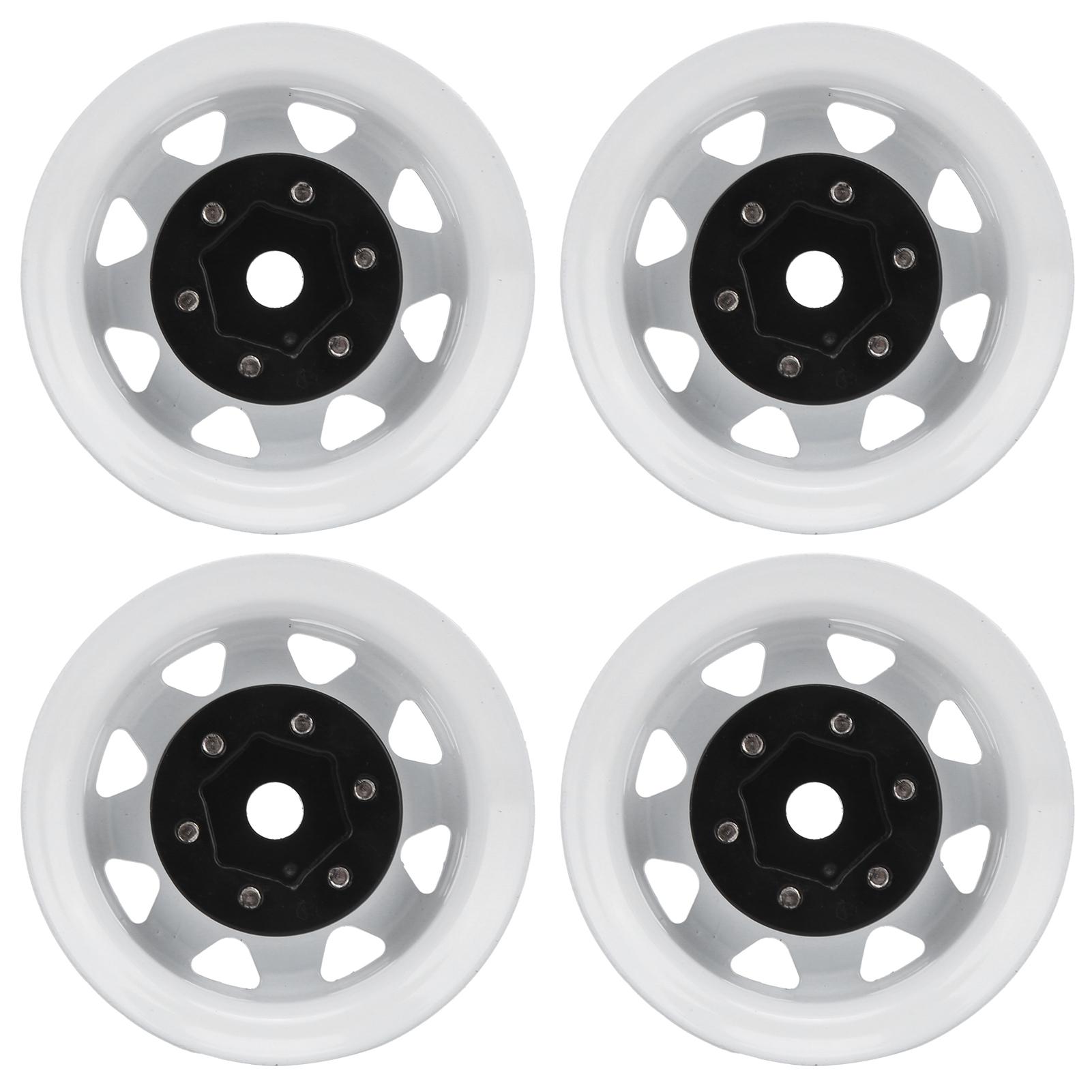 

4 Pcs 1.55 Inch RC Wheel Rim Hub Universal RC Wheel Hubs for Axial AX90069 CrawlersWhite білий