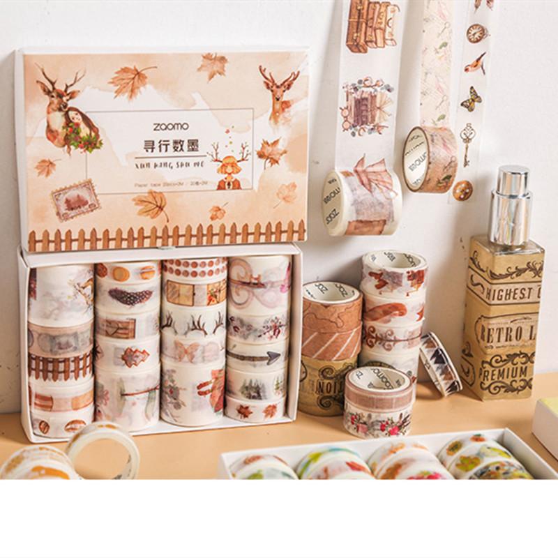 20 Rolls/ Set Washi Tape  DIY Flower Paper Tape Set Retro Masking Tape Cute Paper Tape Diary Account Special Ink Washi Tape