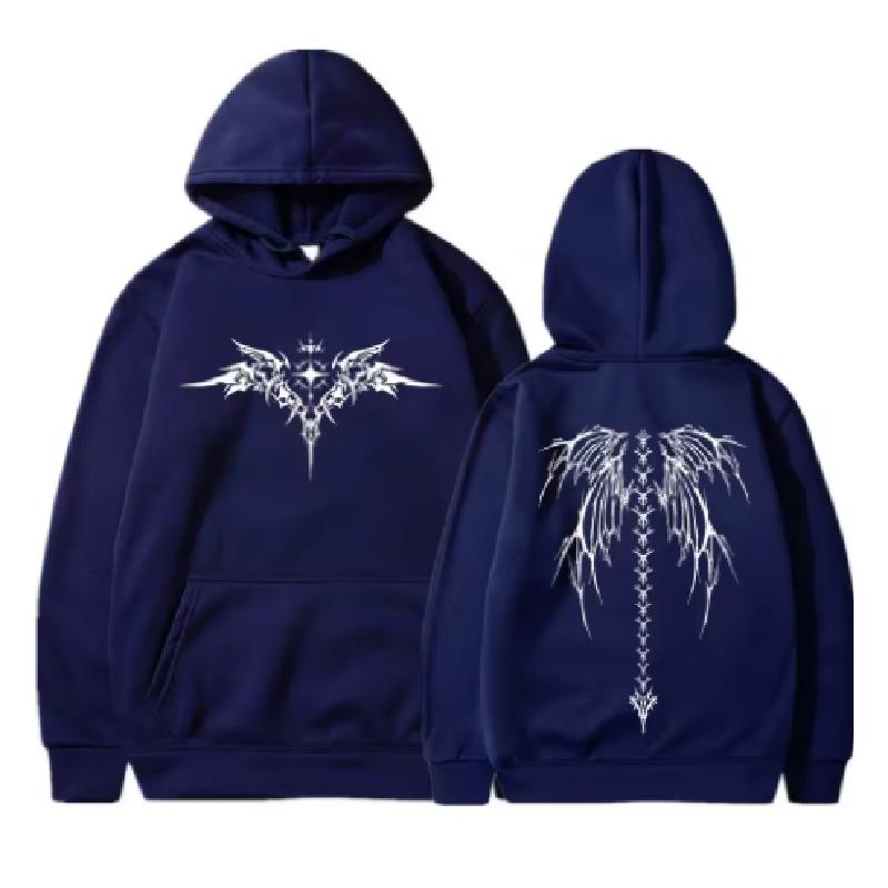 2025 popular wing print hoodie men's long sleeved fashionable sportswear unisex fashionable new street clothing casual