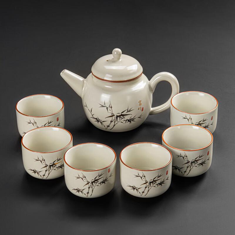 Laino Ru Kiln Rich Bamboo 7-Piece Tea Set