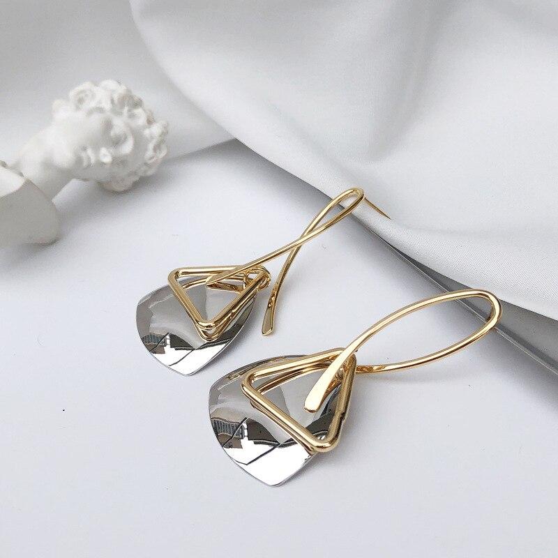Long Hanging Earrings Triangular Dangle Earrings for Women Simple Personality Retro Fashion Style