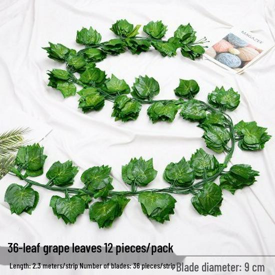 Artificial Grape Leaf Decoration: Green Creeper Vine for Ceiling Plants, Flowers - Wholesale Options Available.