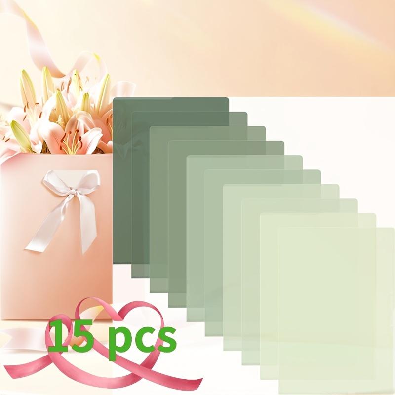 

Thick, Transparent 15pcs A4 Gradient Forest Green File Folders - L Clip Document Sleeves for Office Organization