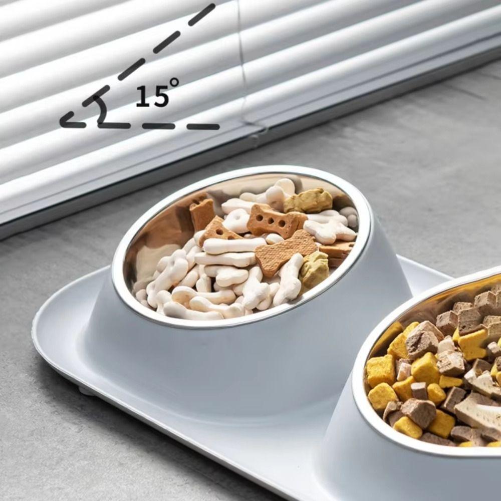 Stainless Steel Mess Proof Elevated Pet Bowl Detachable Stable Dog Cat Food Water Bowls Anti-flip Multifunctional