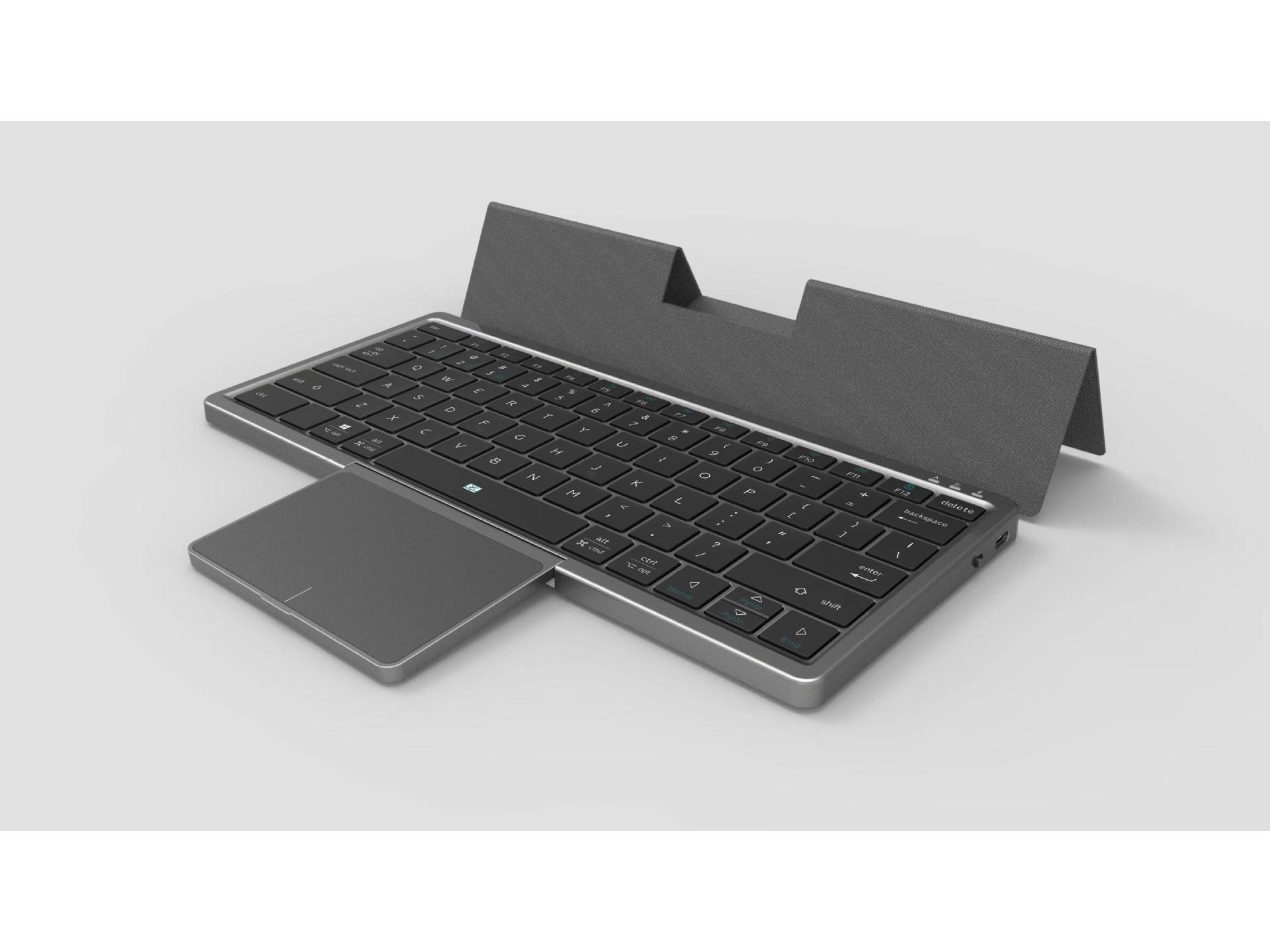 

Портативная беспроводная Bluetooth-клавиатура с ПУ кожей и выдвижным тачпадом для планшета, телефона, компьютера