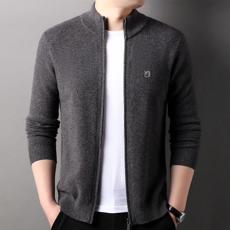 Men's 100% Pure Wool Zipper Cardigan Sweater