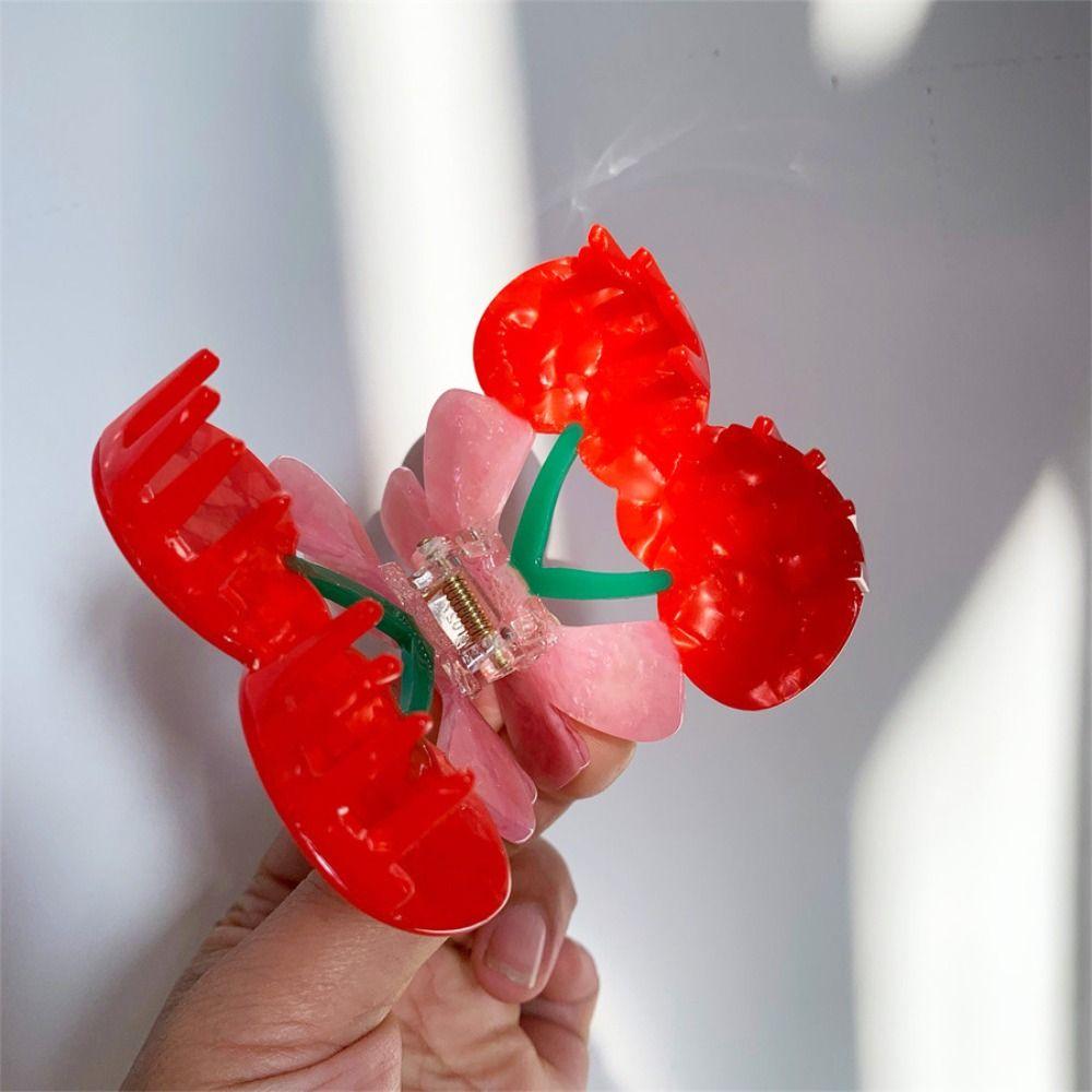 Korean Style Cherry Hair Claw Cute Geometry Shark Clip Lovely Fruit Gripper  Daily