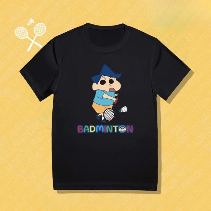 New Crayon Shinchan Badminton Sports Couple Cultural Shirts for Men and Women Breathable Casual Training Tops S