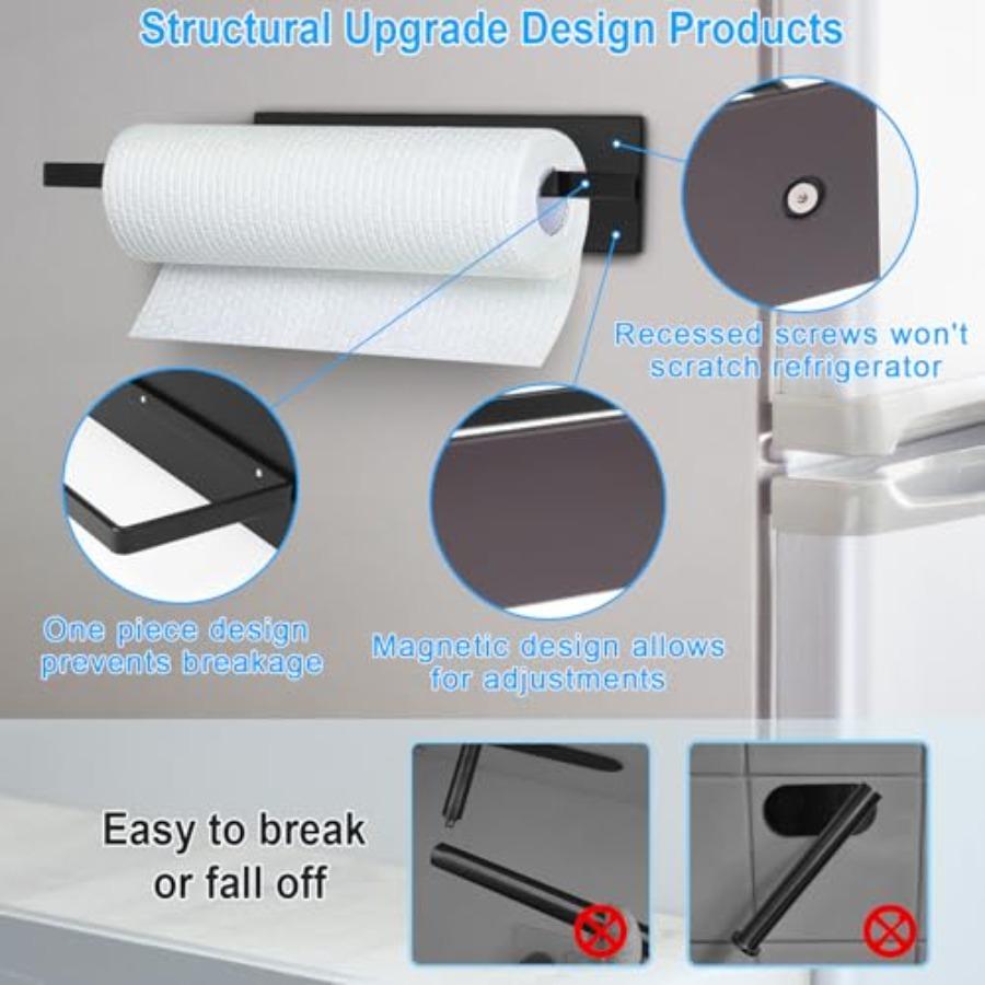 Magnetic Paper Towel Holder for Fridge Toilet Paper Roll Holder Magnet Towel Rack Wall Mount Fridge Organizer for Paper Towels