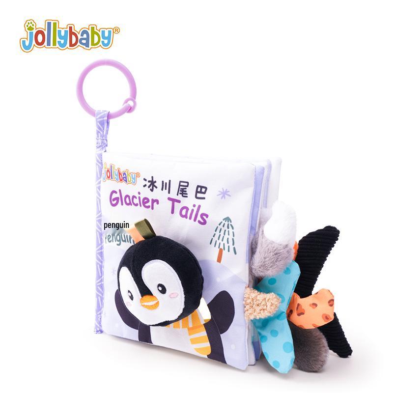Jollybaby 3D Animal Tail Cloth Book for Infants: Tear-Resistant Early Education Toy 0-1 Year