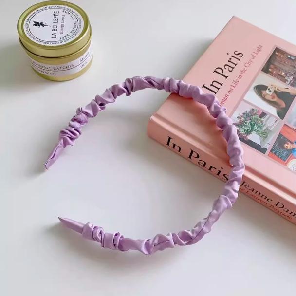 Pleated Satin Headband: Fresh Solid Color Cute Japanese Korean Style Hair Accessory
