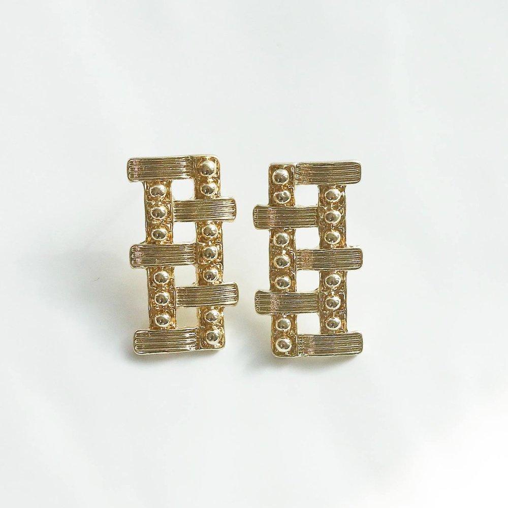 Vimo Antique Gold Bold Drop Point Earrings