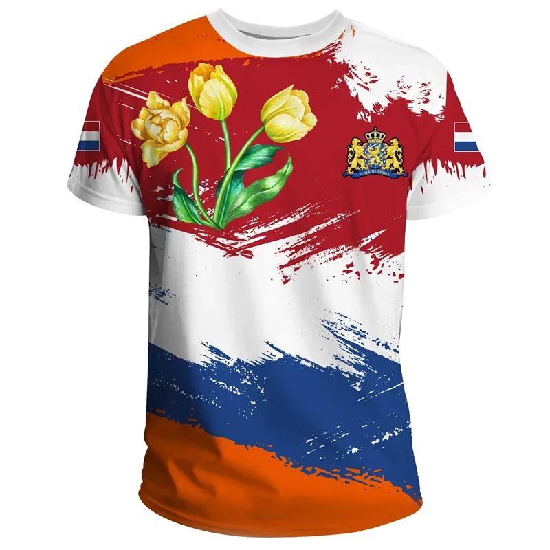 Men Kids Netherlands Flag 3D Print T-shirt Quick Dry Breathable Football Training Parent-child Sports Tee