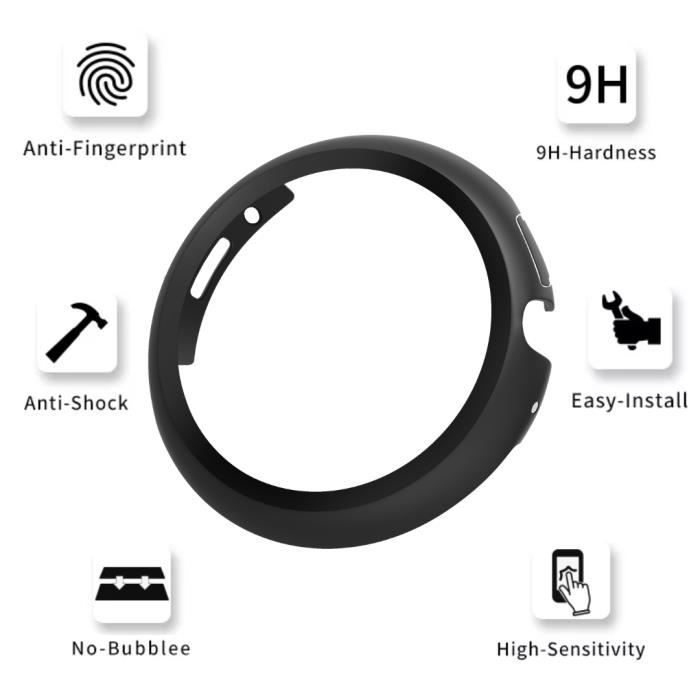 Coque compatible Google Pixel Watch - Protection rigide étui noir écran verre trempé Phonillico®