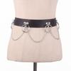 Gothic Waist Chain Alloy and PU Leather Body Chains with Rounded Circle Decor Body Straps Accessories for Women and Girl
