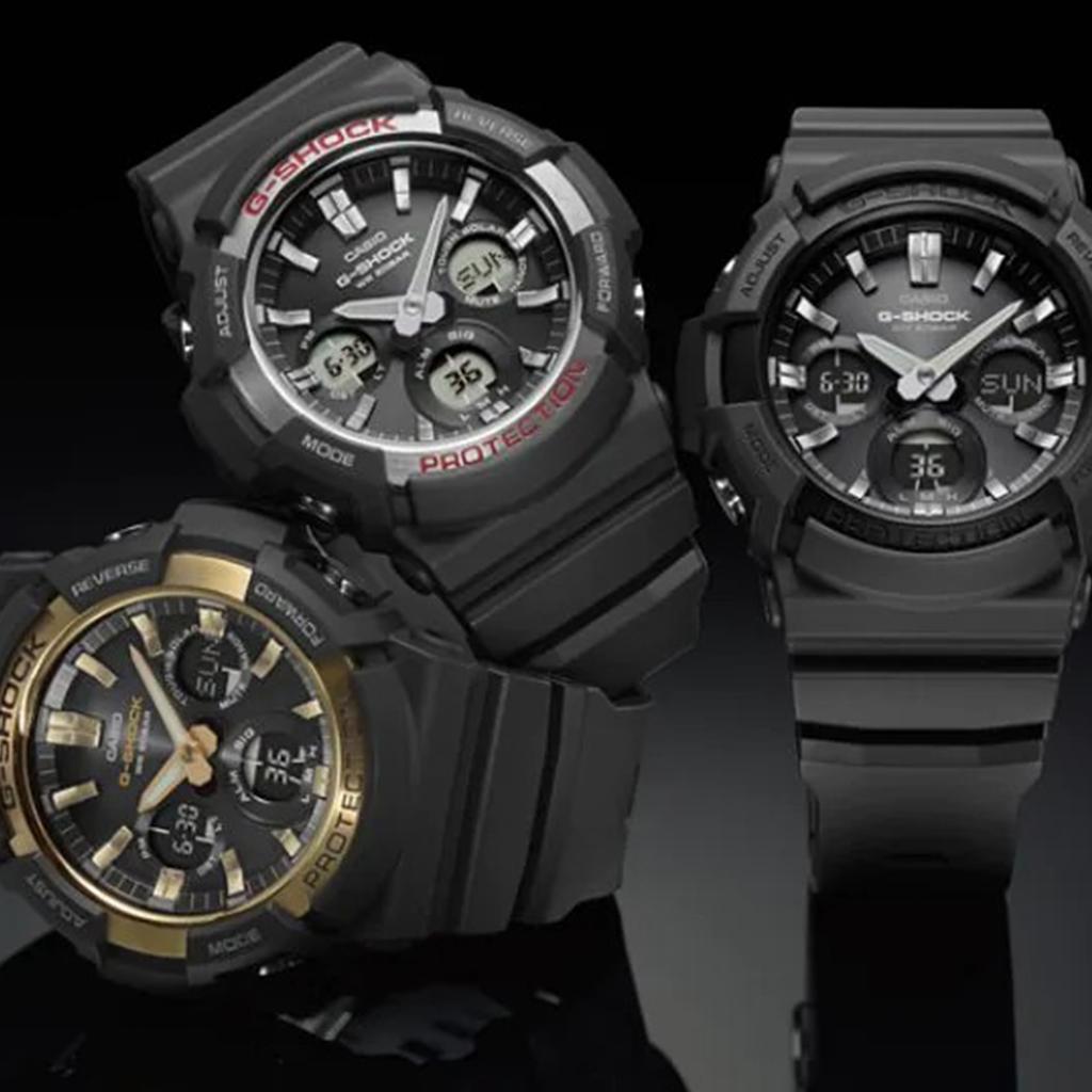 Casio G-Shock Series Elegant Casual Versatile Classic Pointer Dual Display 3D Dial Sports Waterproof Quartz Watch Men Watches Black GAS-100-1A