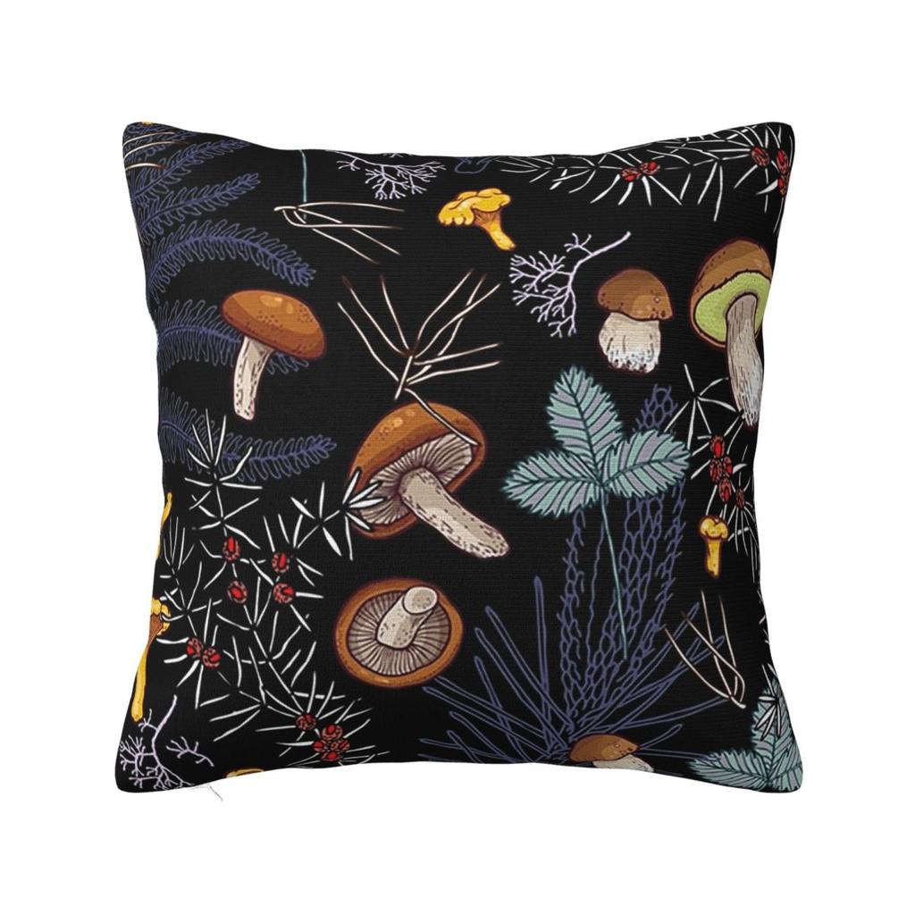 Dark Wild Forest Mushrooms Square Pillowcase Cushion Cover Pillow Case Throw Pillow Cover for Home Sofa Living Room