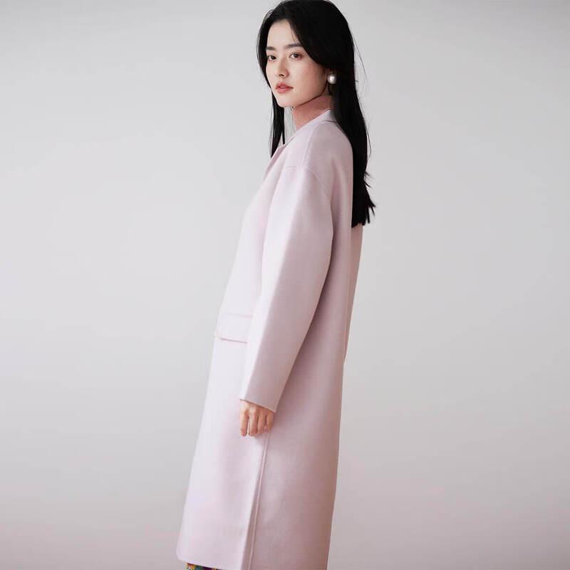 Sinoford Women's Cashmere Blend Lapel Commuter Coat