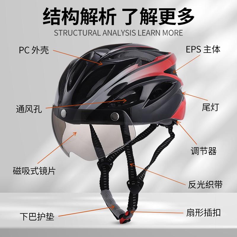 Removable Magnetic Snap-on Visor Cycling Helmet With Wind Protection Road Bike Riders