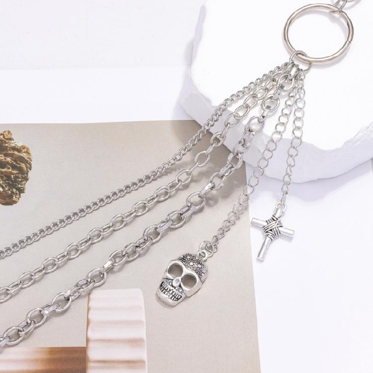 Metallic Skull Pants Chain for Women Men Decorative Waist Chain Wallet Chain Decorative Jeans Chain Streetwear Chain