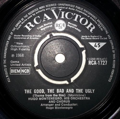 7inch Record HUGO MONTENEGRO, HIS ORCHESTRA & CH - Good, The Bad And The Ugly RCA1727 RCA Victor 1968 UK Jazz Used