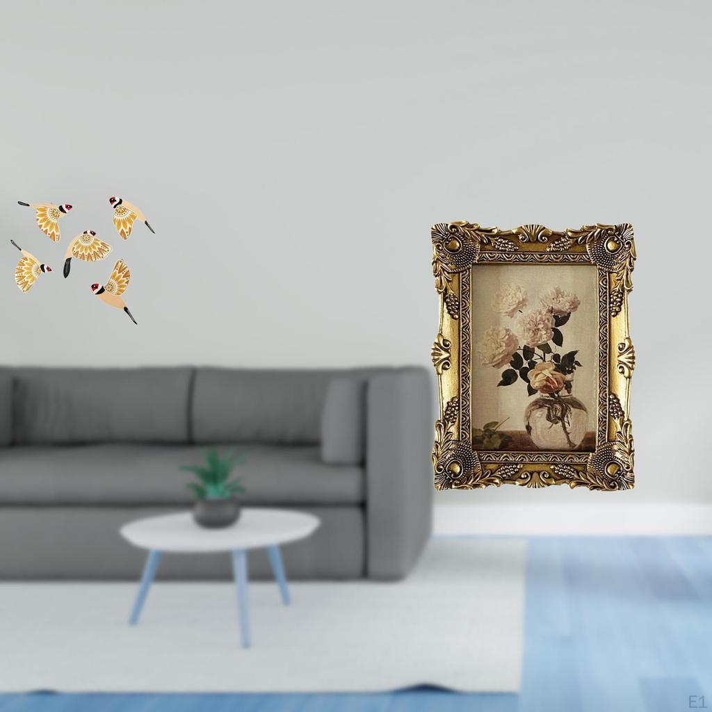 Wooden Bird Wall Art Hanging Ornament And Vintage Resin Photo Frame Collectible Decorative Office