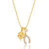 Youthway Lucky Zircon Horseshoe Flower Pendant Necklace For Women  Gold Plated Stainless Steel Necklace Fashion Jewelry Gift