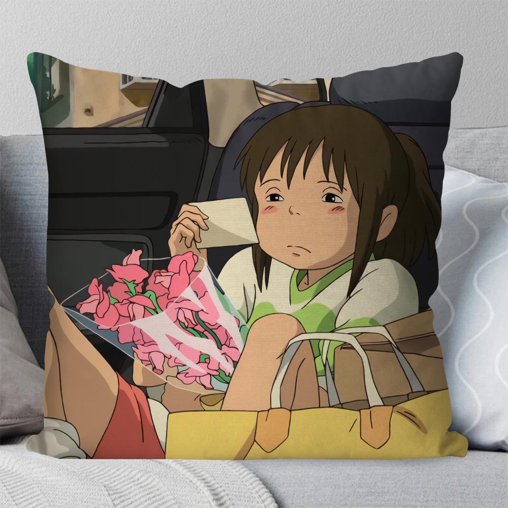 1 Stück S-Spirited A-Away Anime Film Kissenbezug Quadratisches Kissen SchlafzimmerSofaFreizeitKomfortKissenAutoWohnzimmer Heimdekoration 40X40