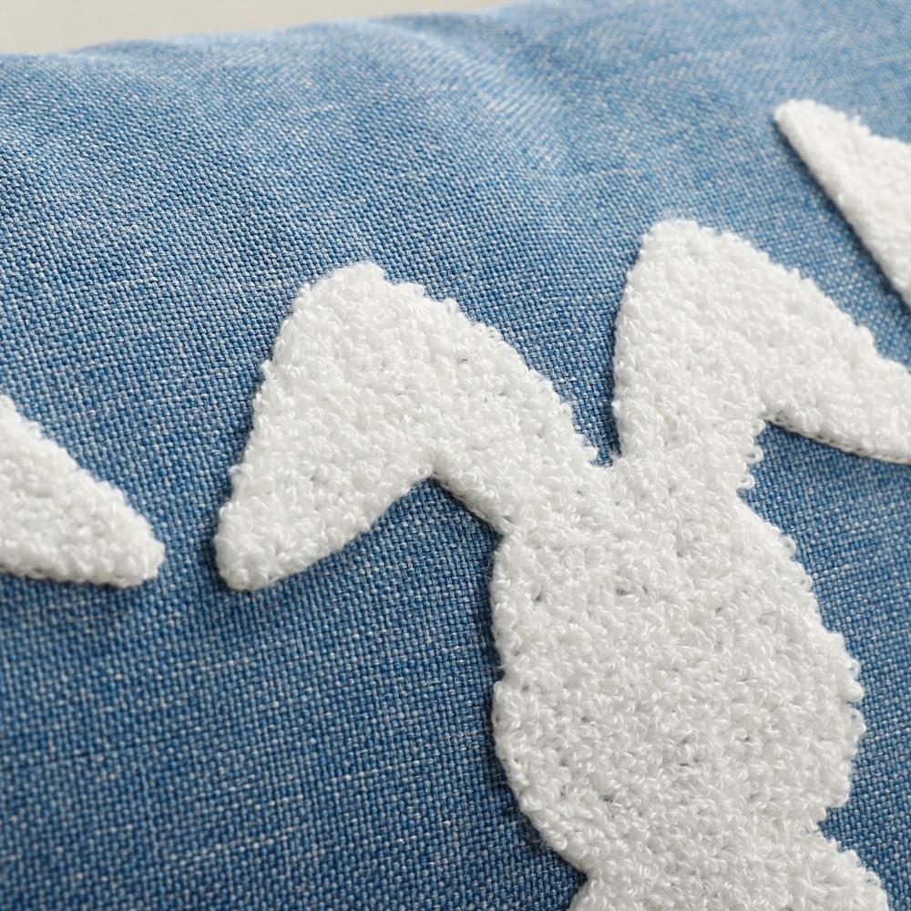 Embroidered Throw Pillow Cover Rectangular Waist Cushion Cover Easter Bunny Pillowcase  Sofa