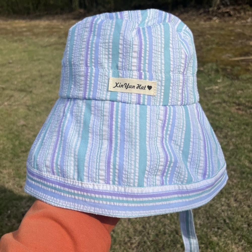 Large Brim Fisherman Hat Colorful Striped Summer Cap Korean Fashion Sun Hat  Women