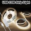 5V COB LED Strip Light with Button Switch USB High Brightness 320 LEDs/m Flexible Tape for TV Backlight Bedroom Room Decor