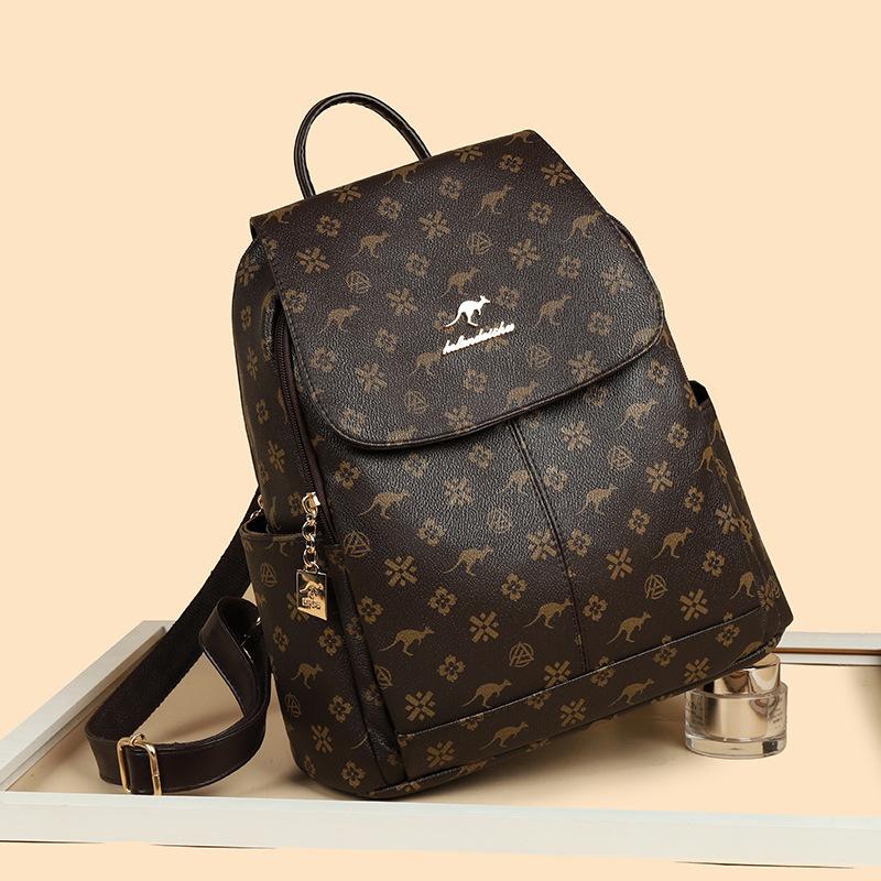 Schoolbag1011 Textured Alphabet Women's Backpack Classic Fashion Casual Backpack Korean Version Large Capacity Retro Trend School Bag