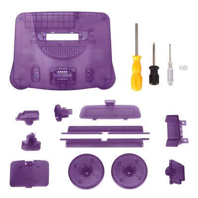 Game Console Replacement Case Retro ABS Sturdy Professional Replacement Shell for N64 Transparent Purple