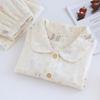 Women's Cartoon Double Layer Gauze Pajama Set - Long Sleeve & Pants, Suitable for Home and Outdoor Wear