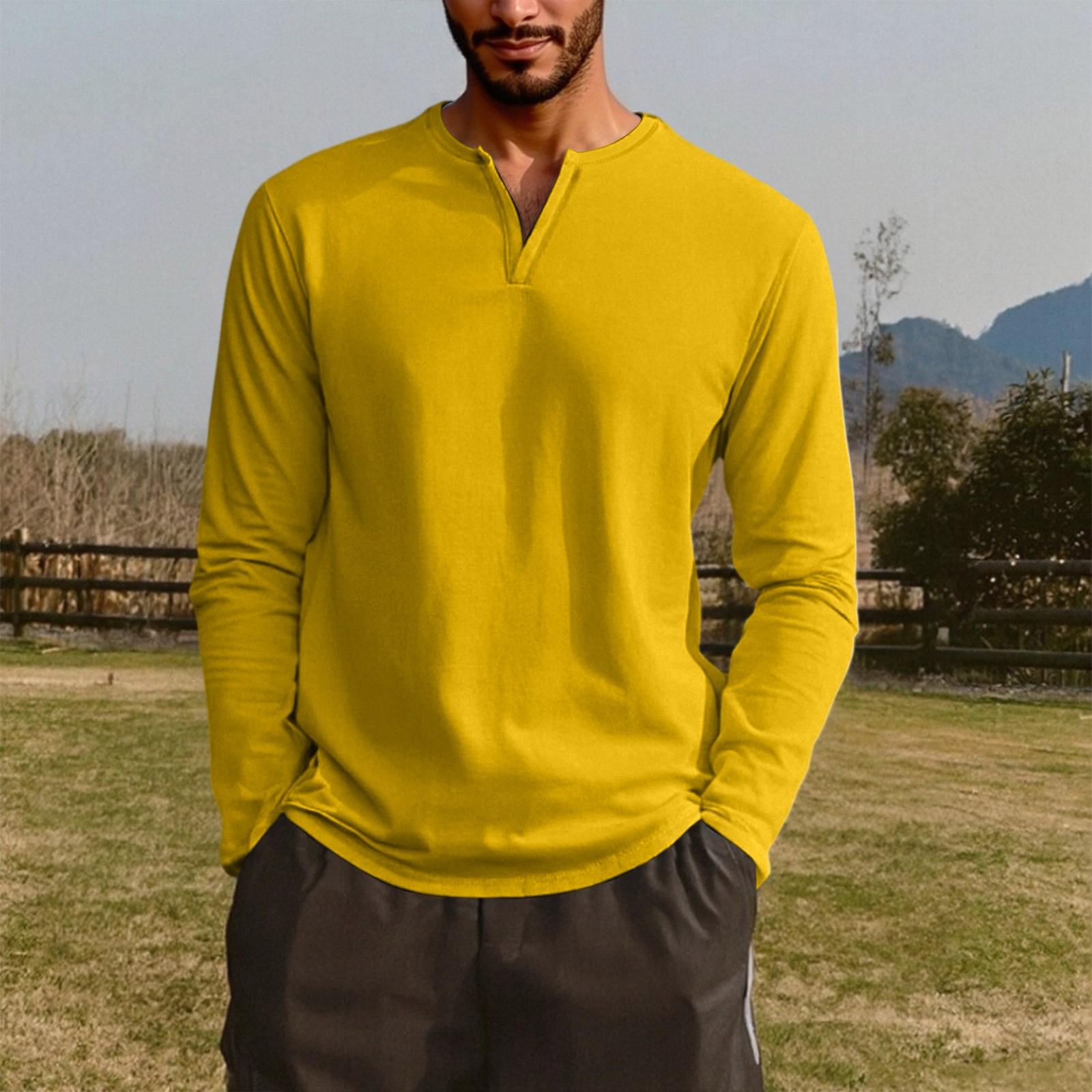 

Men s V-neck Long-sleeved Top Is Casual XL жовтий