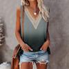 2023 Summer Woman Sleeveless Lace Shirts And Blouses Elegant Stylish V Neck Print Tops Fashion Casual Loose Vest Blusas 26581