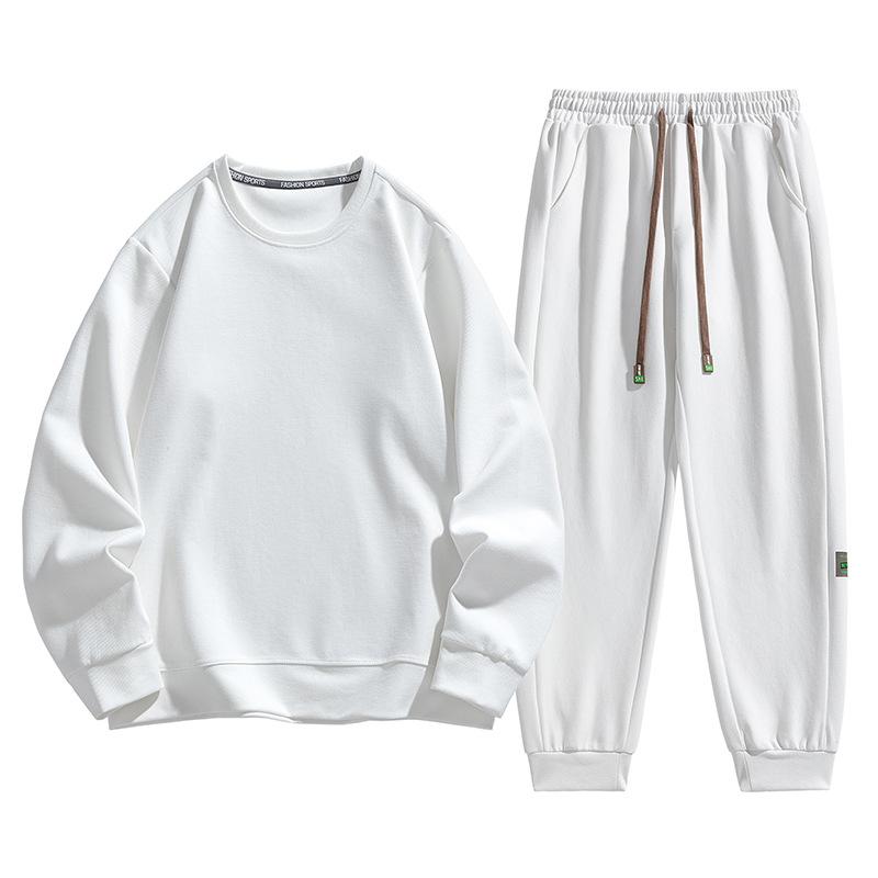 Bavlněná souprava pánského jarního a podzimního ležérního sportovního obleku s kulatým výstřihem, pulovr, kalhoty, dvoudílná souprava, nadměrná velikost
