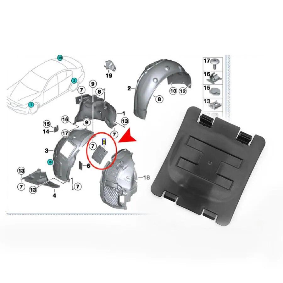 For BMW F30 F20 F31 F21 F22 F23 F32 Front Mudguard Wheel Arch Liner Access Panel Cover For BMW 1 2 3 Series 51717260397