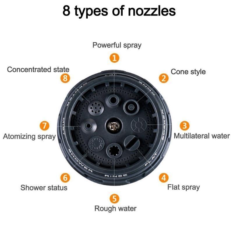 8 Function High-pressure Spray Gun Garden Plant Flower Lawn Vegetable Irrigation Tool Household Car Wash Water Gun