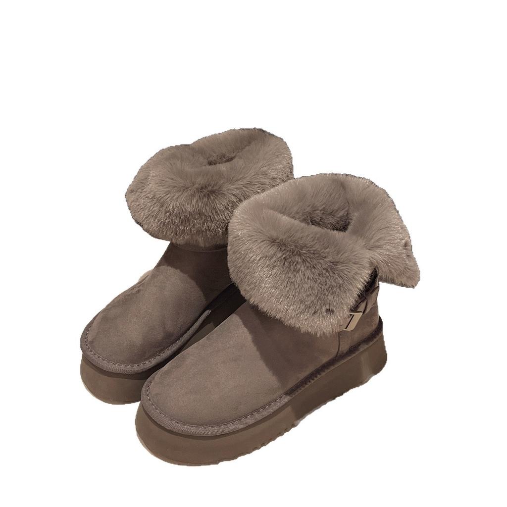 Thick-soled velvet thickened medium tube snow boots women's new winter tall tube long tube warm Northeast cotton shoes