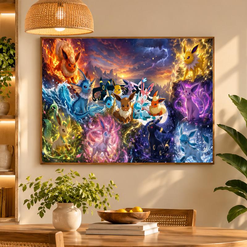5D Diamond Painting Eevee Evolutions DIY Full Drill Diamond Art Kit Home Decoration